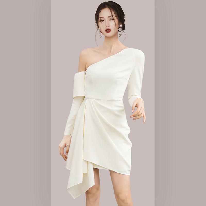 Diagonal Shoulder Party Dress