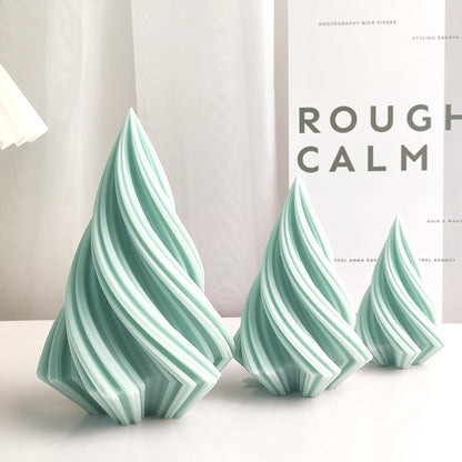 Large Rotary Cone Candle Mold DIY Christmas Tree Geometric Striped Soap Aromatherapy Resin Plaster Making Mould Home Decor Gift